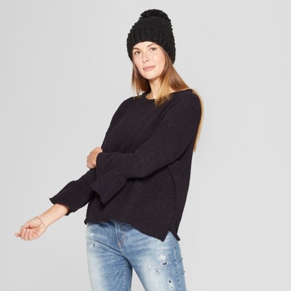 KNOX ROSE Black Chenille Pullover Sweater sz M NEW